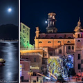 Atrani, i colori delle luminarie si fondono con la luce della luna piena negli scatti di Carlo De Felice