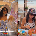 Carmen Di Pietro continua la sua vacanza in Costa d'Amalfi, per la showgirl shopping da Luisa Positano