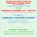 Cava de' Tirreni, 3 dicembre al via il torneo "Amicizia, Cultura e Sport"