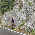 Costoni rocciosi a Positano, terminati i rilievi a "Cascata": lunedì tocca alla località "Arienzo/Vallone Porto"