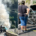 Incendio a Positano, auto in fiamme in località Montepertuso / FOTO 