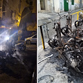 Incendio nella notte a Napoli: auto e cinque motorini avvolti dalle fiamme 