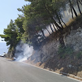 Incendio sull’Amalfitana a Capo d’Orso, pericolo detriti sulla carreggiata [STRADA CHIUSA] 