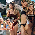 Le velociste olandesi Lisanne e Laura de Witte si allenano sulla spiaggia di Positano