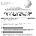 Lunedì 01 luglio avviso di interruzione di energia elettrica in via G. Capriglione a Praiano 