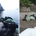 Massa Lubrense, ripulita dai rifiuti delle mareggiate la spiaggia del fiordo di Crapolla