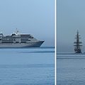 Nelle acque della Costa d'Amalfi la nave da crociera "Europa" e il veliero "Sea Cloud"