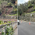 Positano, smottamento al Canneto. Sassi e detriti sulla Statale Amalfitana /foto