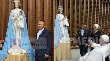 Papa Francesco benedice la Madonna delle Grazie della Parrocchia di San Felice di Tenna