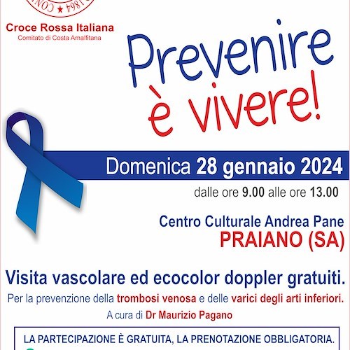 A Praiano l'iniziativa della CRI Prevenire è Vivere! , con visita vascolare ed ecocolor doppler gratuiti