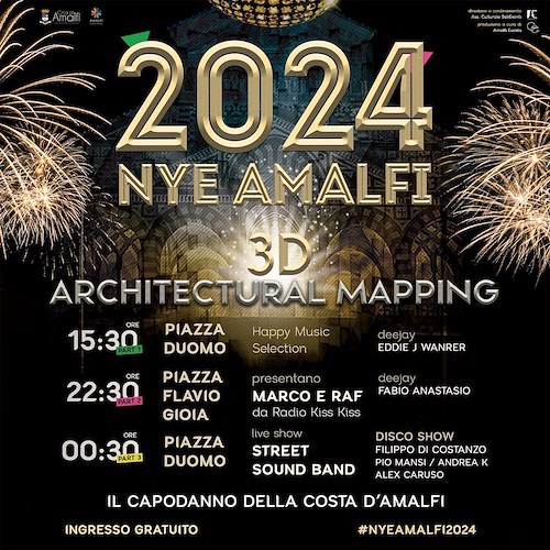 Ad Amalfi torna il Capodanno in piazza: novità 2024 l’Architectural Mapping in 3D