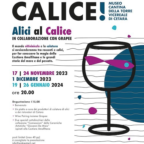 Alici al Calice: 5 date per degustare colatura e vino alla Torre Vicereale di Cetara