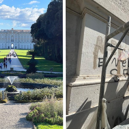 Reggia di Caserta vandalizzata<br />&copy; FB Reggia di Caserta