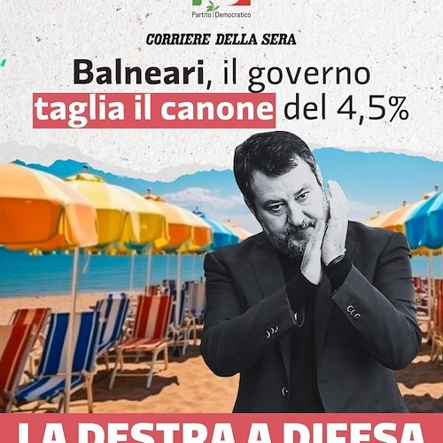 Balneari, il Governo taglia il canone del 4,5 %. La rabbia del Partito Democratico: «Schiaffo in faccia ai cittadini»<br />&copy; PD