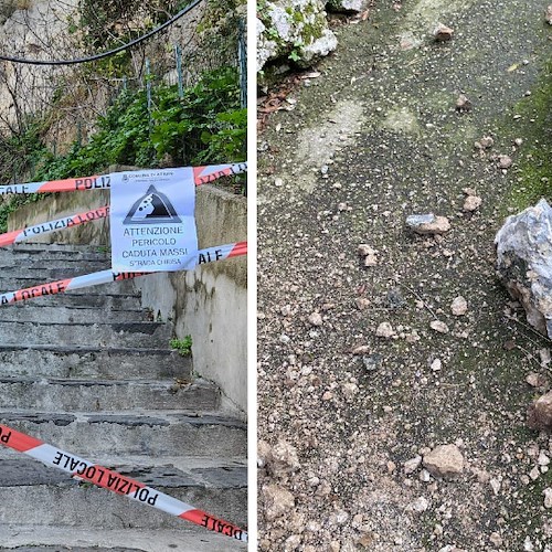 Caduta massi sulla pedonale di Atrani, Ravello ordina a proprietaria la messa in sicurezza del costone roccioso sovrastante