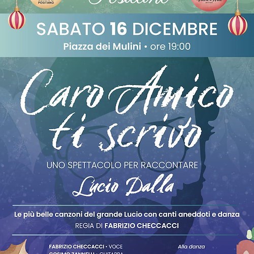 “Caro amico ti scrivo”, 16 dicembre Positano ricorda Lucio Dalla