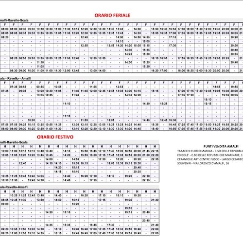 Dal 26 febbraio sarà ripristinato il servizio di collegamento Sita sulla linea Amalfi - Ravello - Scala / ORARI