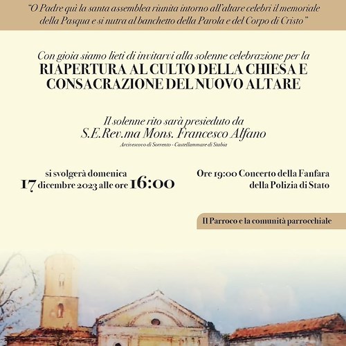 Dopo 43 anni a Pimonte riapre la Chiesa di San Michele Arcangelo