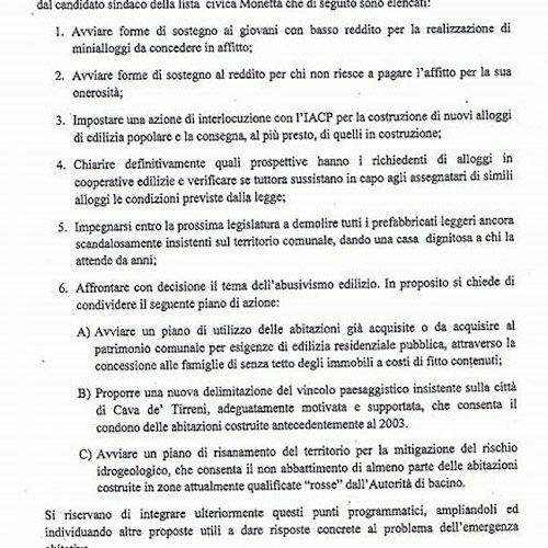 Il documento preparato da Marco Galdi