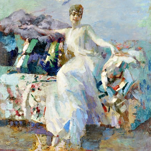 Ritratto di Paola Von Ostheim, Principessa di Sassonia Weimar, 1918, olio su tela, cm 79x65, Milano, Courtesy Studiolo Fine Art<br />&copy; Giuseppe Amisani