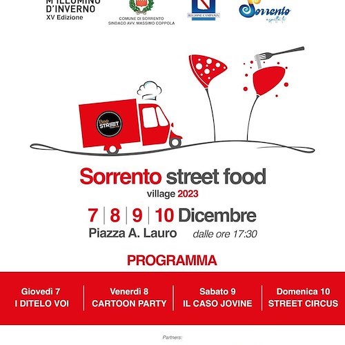 Il 7 dicembre al via il “Sorrento Street Food Village 2023”