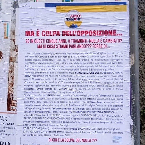 «In 5 anni a Tramonti nulla è cambiato»: il bilancio del gruppo consiliare di opposizione