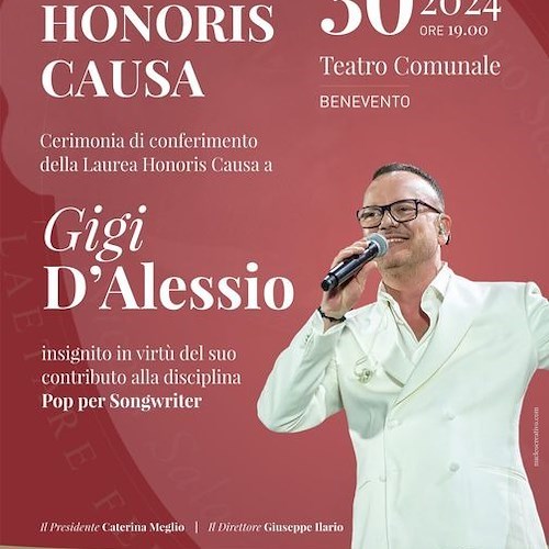 Locandina laurea a Gigi D'Alessio