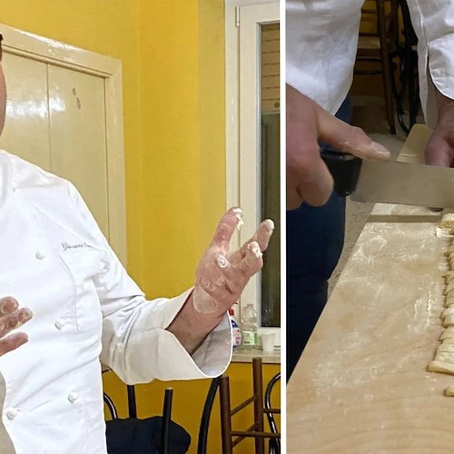 Mani in pasta all’Oratorio “Giovanni Paolo II”: ad Agerola il prof. Giovanni Cuomo insegna ai giovani a fare le tagliatelle