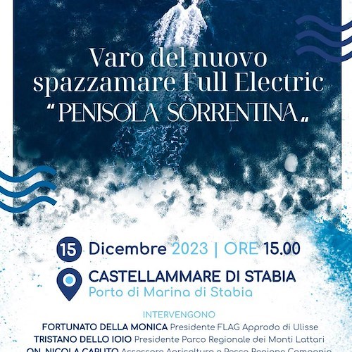 “Penisola Sorrentina”, 15 dicembre il varo del battello antinquinamento Full Electric del FLAG “Approdo di Ulisse”