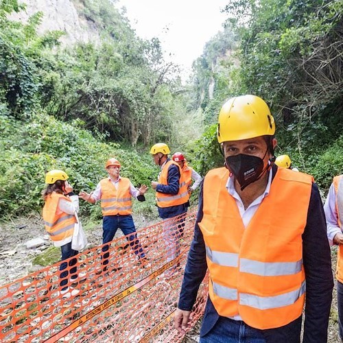 Piano di Sorrento, lavori Gori nel Vallone di San Giuseppe: sopralluogo dell’amministrazione con i vertici della società