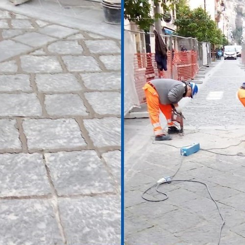 Sorrento, procede speditamente il restyling della pavimentazione di Corso Italia<br />&copy; Massimo Coppola.