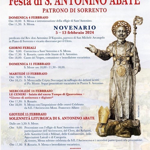 Sorrento, tutto pronto per la festa di Sant'Antonio Abate / PROGRAMMA