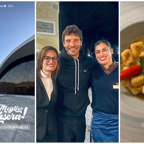 Stefano De Martino incanta la platea di Ravello e poi si concede un piatto di 'ndunderi minoresi