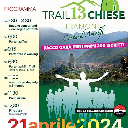 Tramonti, al via le iscrizioni per la seconda edizione del “Trail delle 13 Chiese”